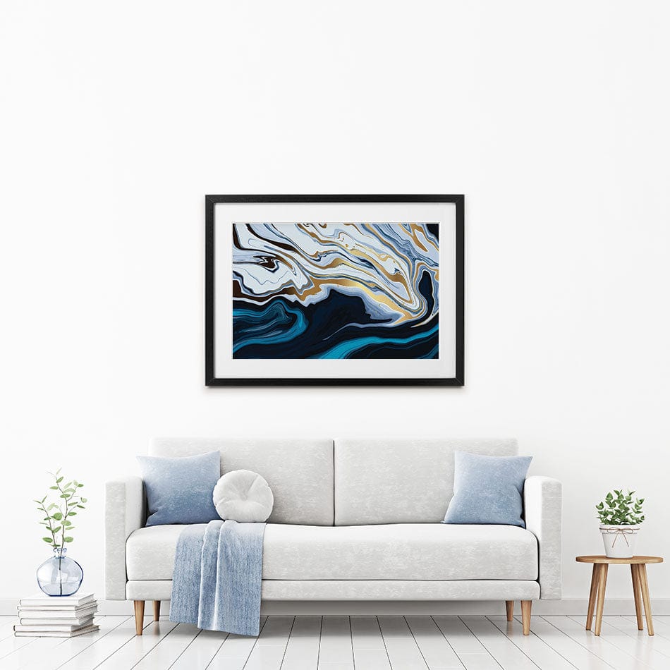 Blue Hues Marble Framed Art Print wall art product Net Vector / Shutterstock