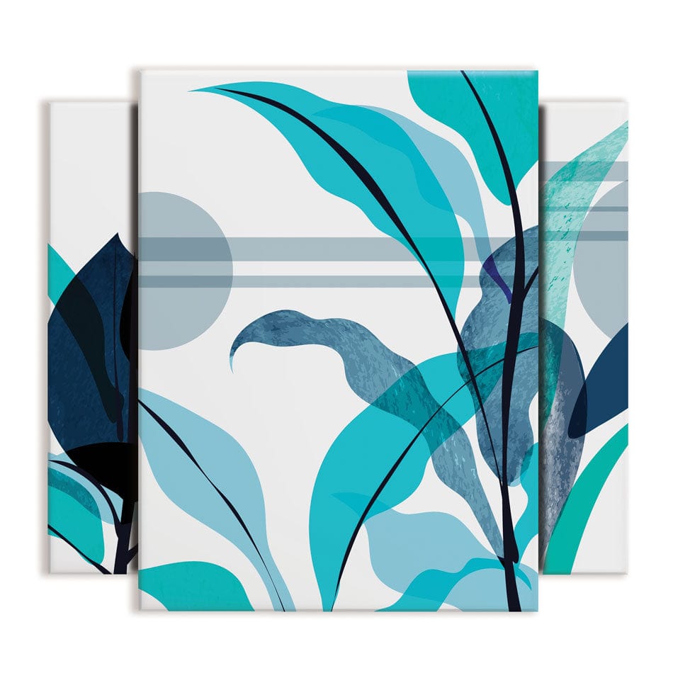 Blue Leaves Trio Canvas Print wall art product TWINS DESIGN STUDIO / Shutterstock