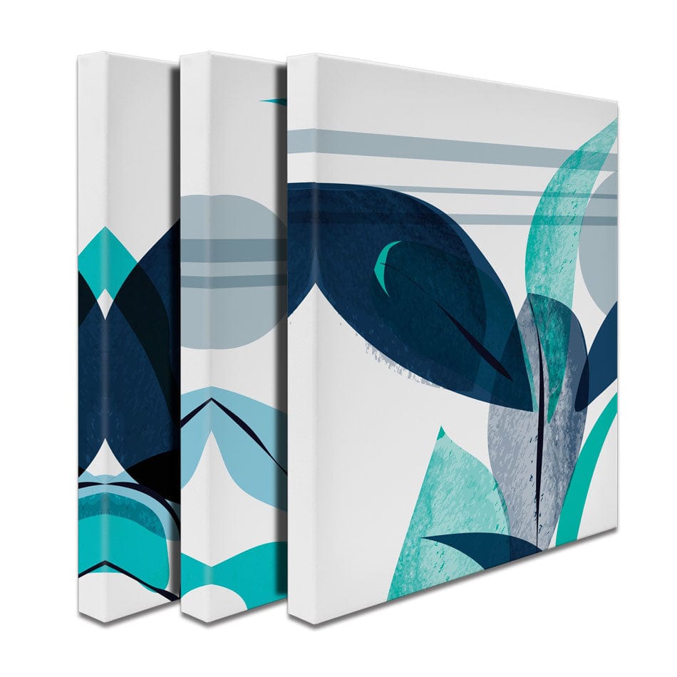 Blue Leaves Trio Canvas Print wall art product TWINS DESIGN STUDIO / Shutterstock