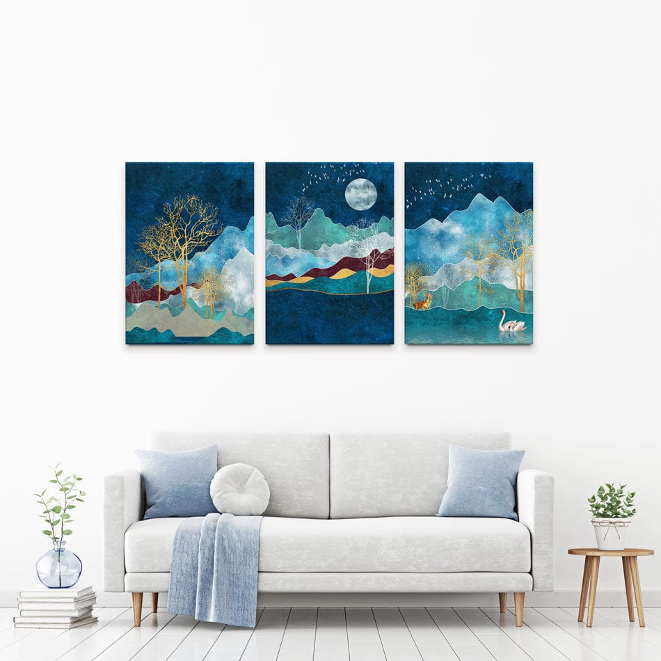 Blue Nature Scene Trio Canvas Print wall art product Muzi pear studio / Shutterstock