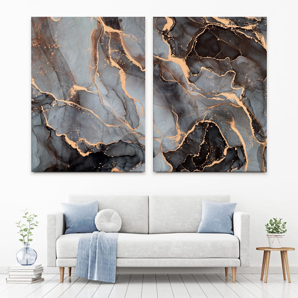 Charcoal Marble Duo Canvas Print wall art product djero.adlibeshe / Shutterstock