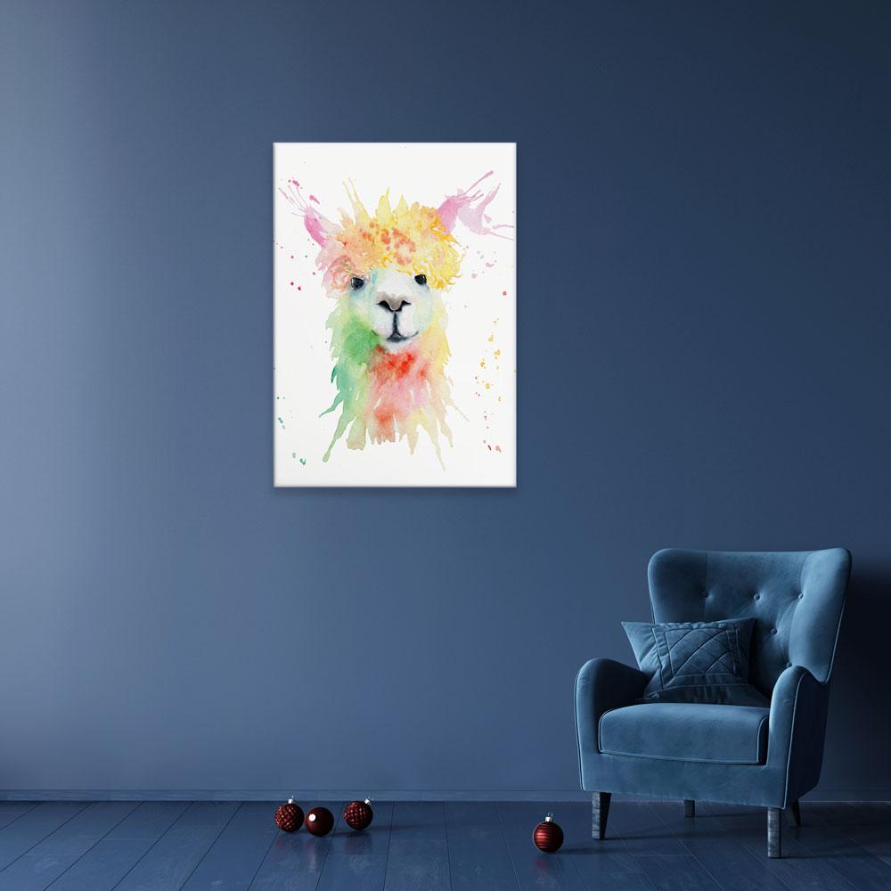 Colourful Watercolour Alpaca Canvas Print wall art product Olga Toshka / Shutterstock