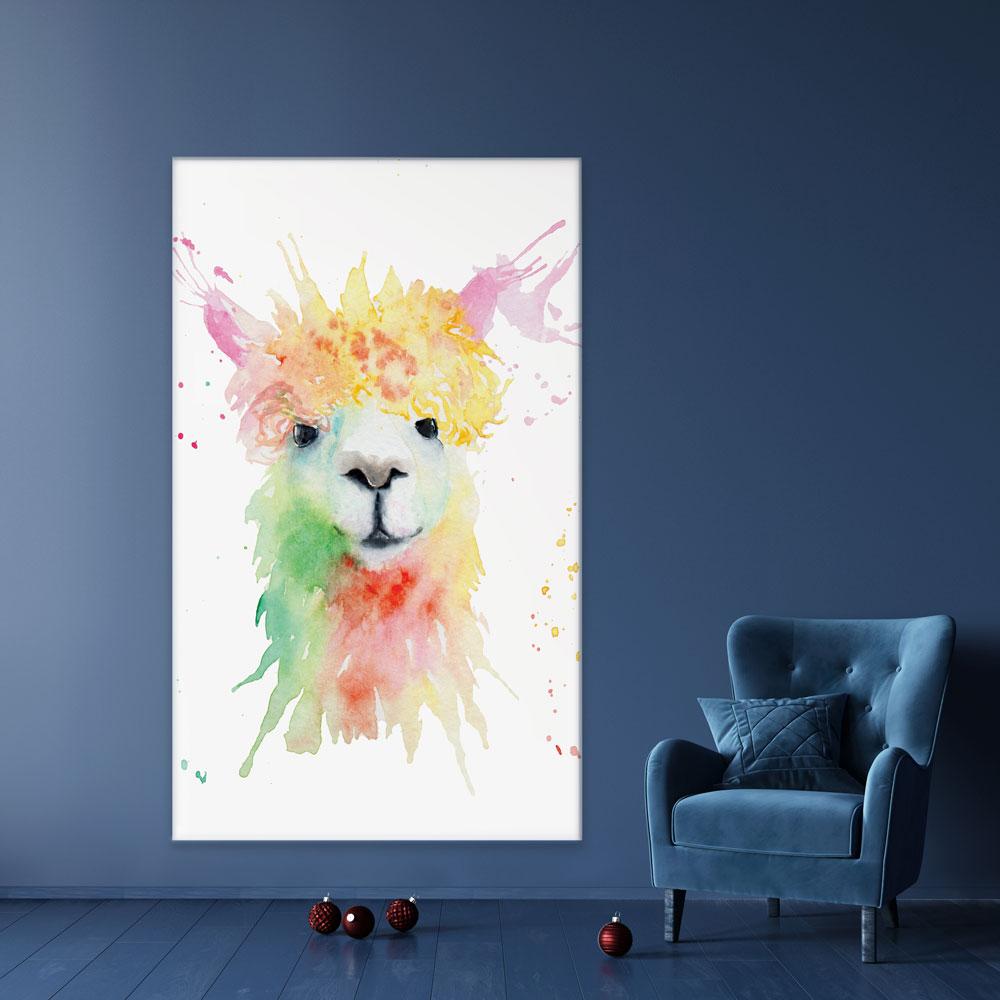 Colourful Watercolour Alpaca Canvas Print wall art product Olga Toshka / Shutterstock