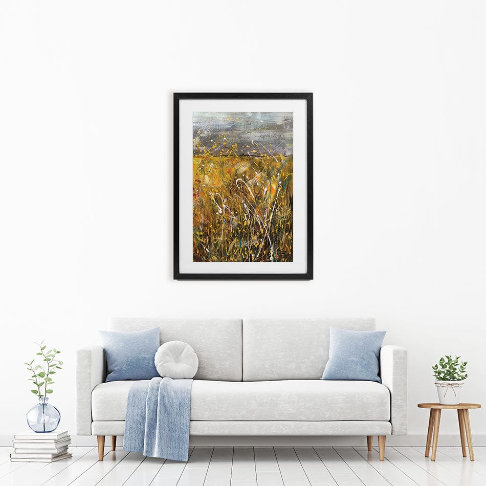 Field Of Gold Framed Art Print wall art product Jane Brookshaw