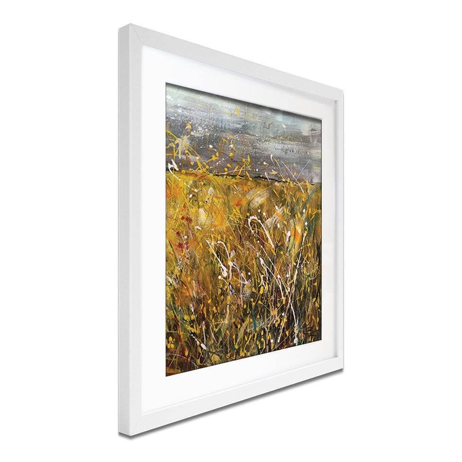 Field Of Gold Framed Art Print wall art product Jane Brookshaw