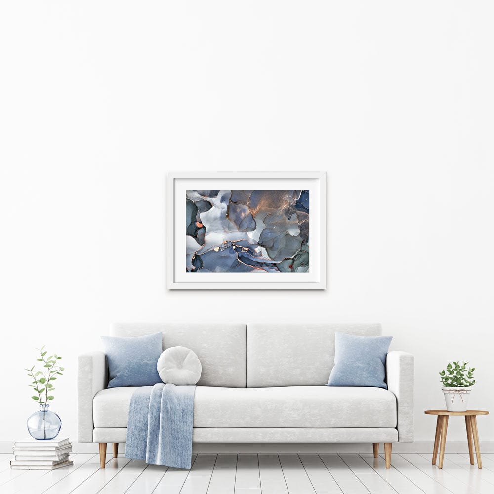 Grey And Blue Marble Framed Art Print wall art product djero.adlibeshe yahoo.com / Shutterstock