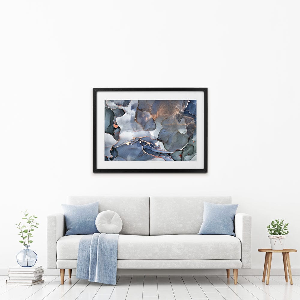 Grey And Blue Marble Framed Art Print wall art product djero.adlibeshe yahoo.com / Shutterstock