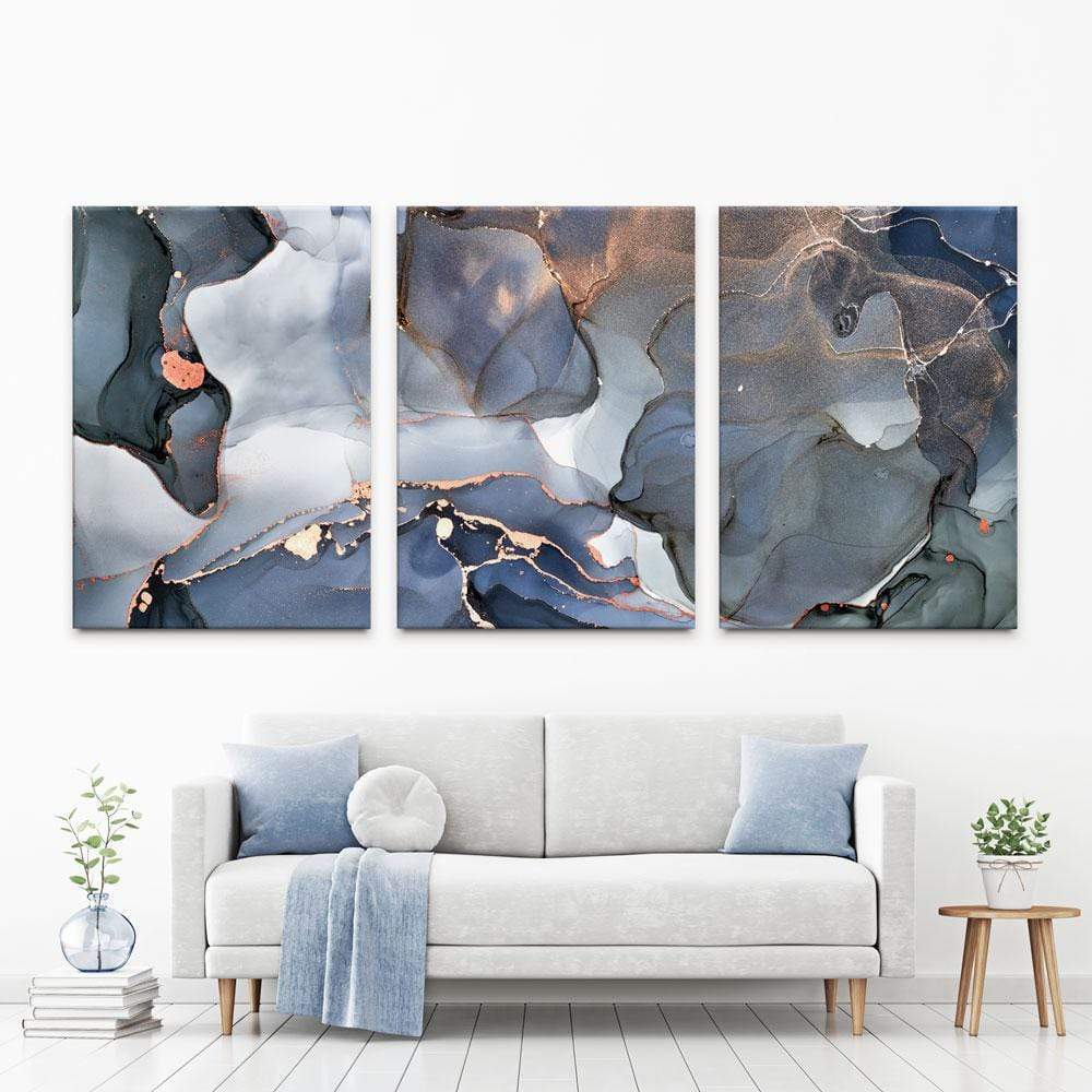 Grey And Blue Marble Trio Canvas Print wall art product djero.adlibeshe yahoo.com / Shutterstock