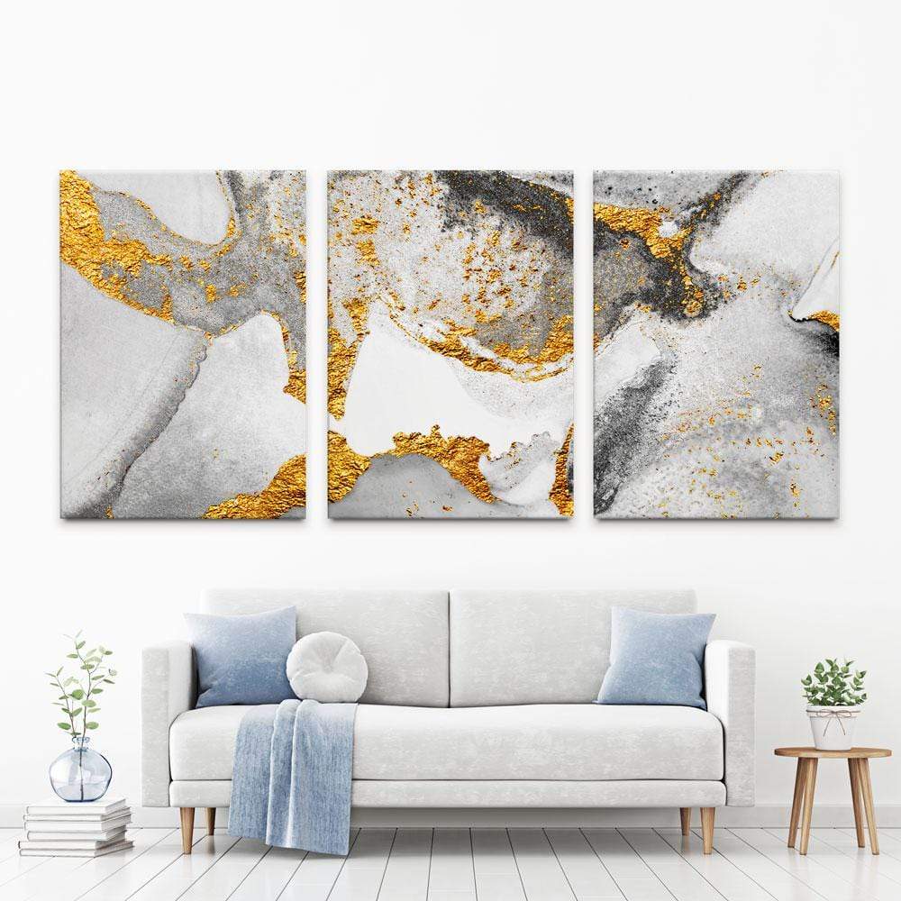 Grey And White Marble Trio Canvas Print wall art product CARACOLLA / Shutterstock