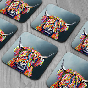 Highland Cow Coaster Set Art Print Shop