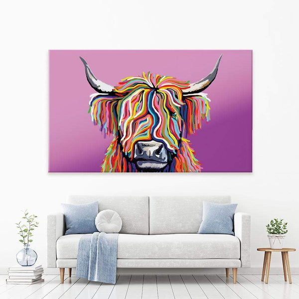 Highland Cow Pink Canvas Print – Art Print Shop