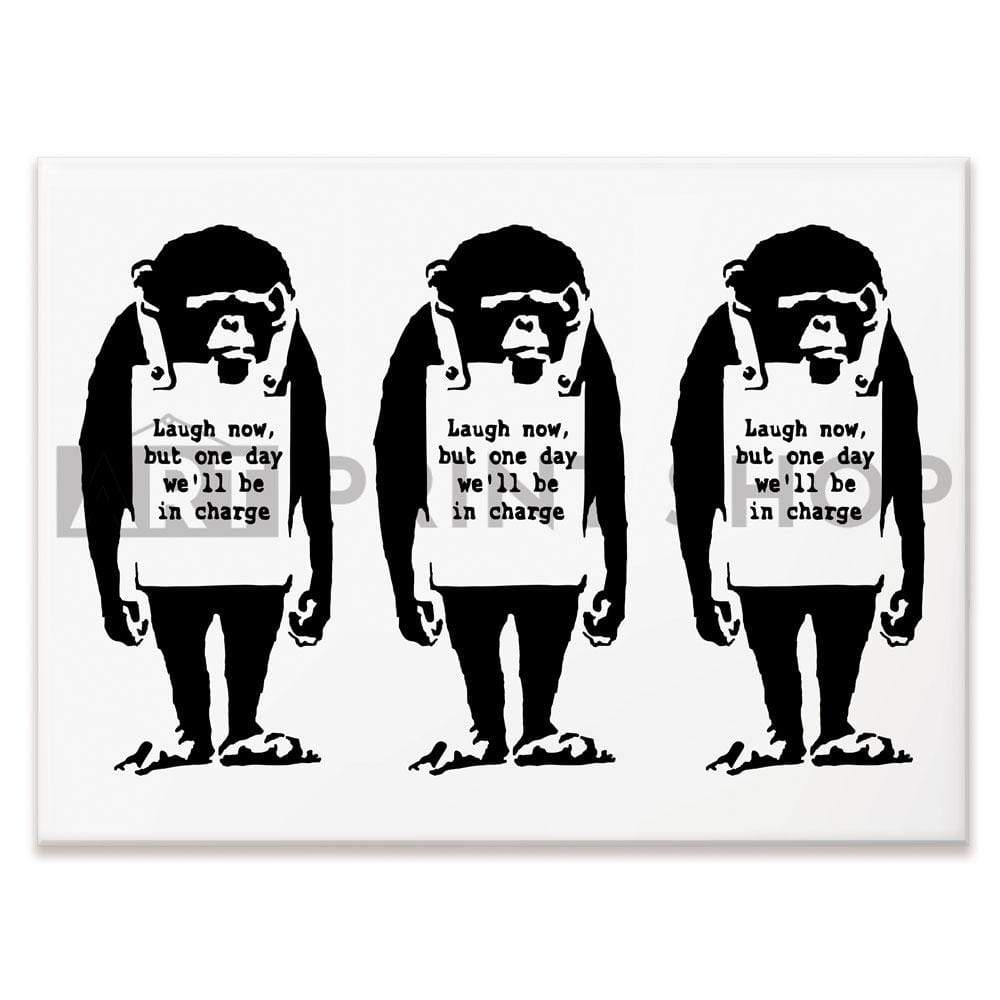 Laugh Now Trio Canvas Print wall art product Banksy