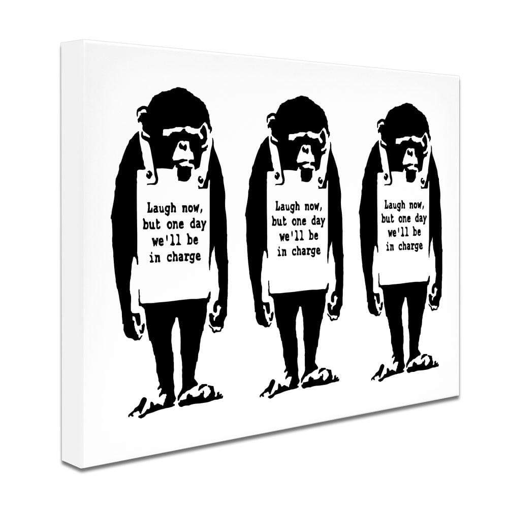 Laugh Now Trio Canvas Print wall art product Banksy