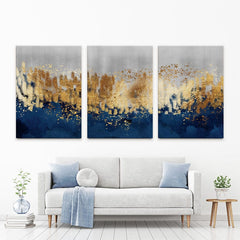 Navy Abstract Trio Canvas Print – Art Print Shop