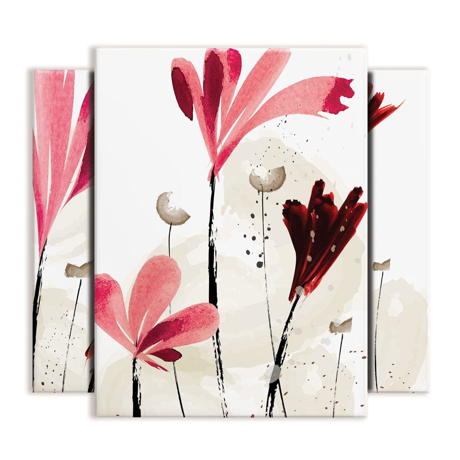 Red And Pink Flowers Trio Canvas Print wall art product Mohammadreza Zeidabadi / Shutterstock