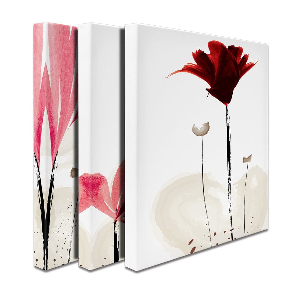 Red And Pink Flowers Trio Canvas Print wall art product Mohammadreza Zeidabadi / Shutterstock