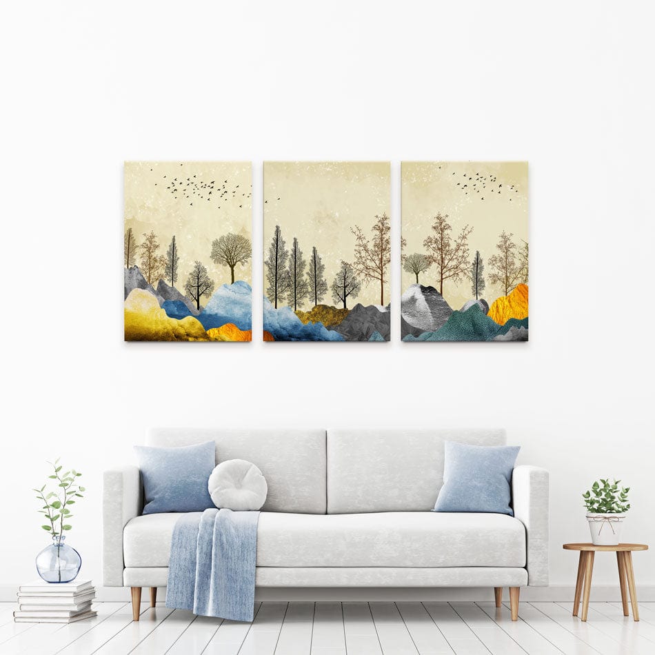 Scenic Landscape Trio Canvas Print wall art product 3d artwork wallpaper / Shutterstock