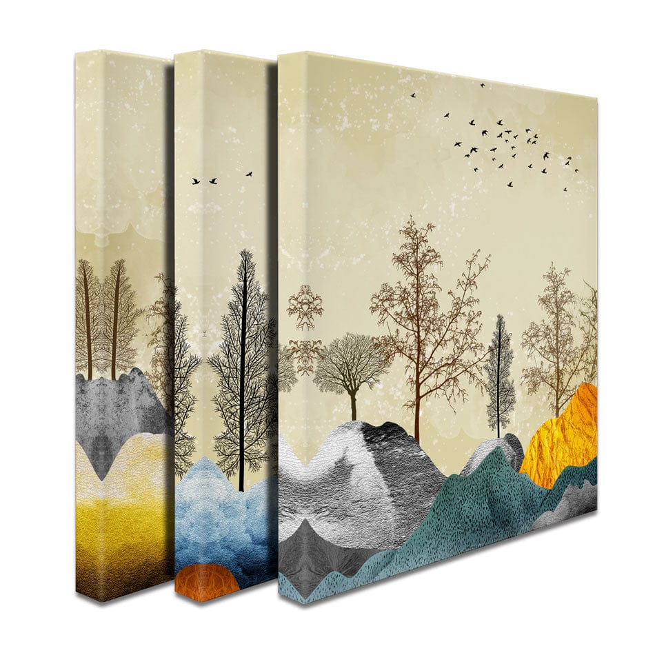 Scenic Landscape Trio Canvas Print wall art product 3d artwork wallpaper / Shutterstock