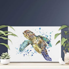 Sea Turtle Paint Splash Canvas Print – Art Print Shop