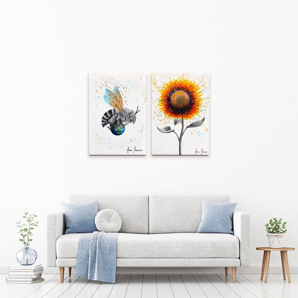 The Bee And The Sunflower Duo Canvas Print wall art product Ashvin Harrison