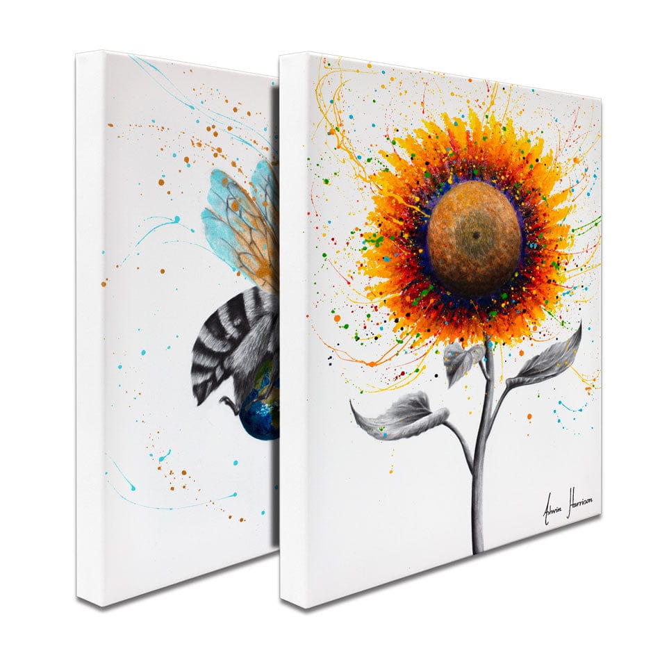 The Bee And The Sunflower Duo Canvas Print wall art product Ashvin Harrison