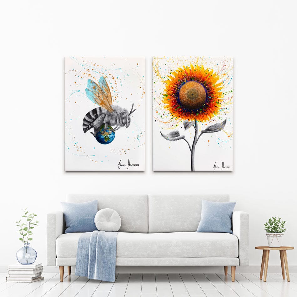 The Bee And The Sunflower Duo Canvas Print wall art product Ashvin Harrison