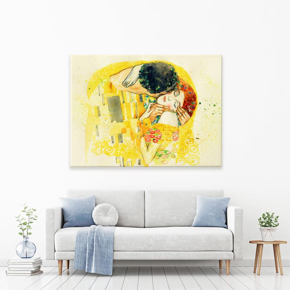 The Kiss Watercolour Canvas Print wall art product Anna Ismagilova / Shutterstock