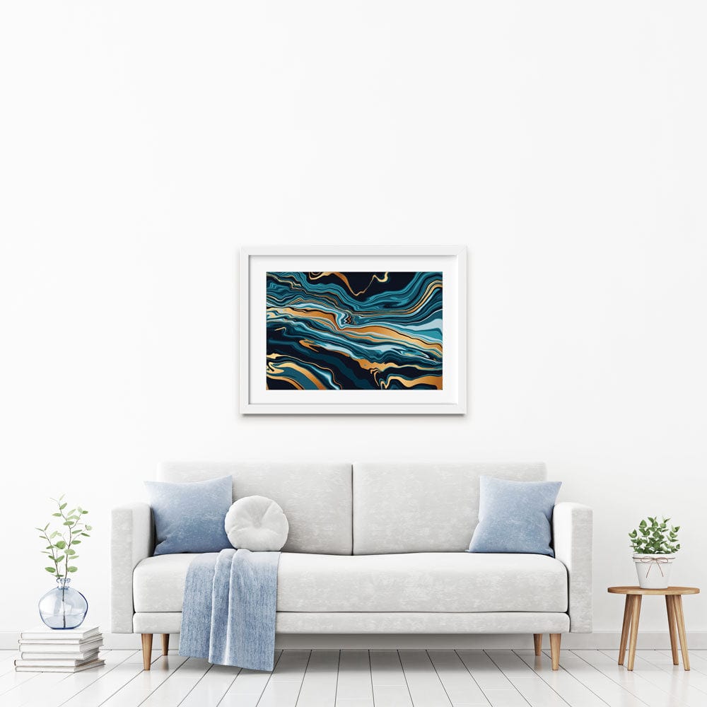 Vibrant Teal Marble Framed Art Print wall art product vectortwins / Shutterstock