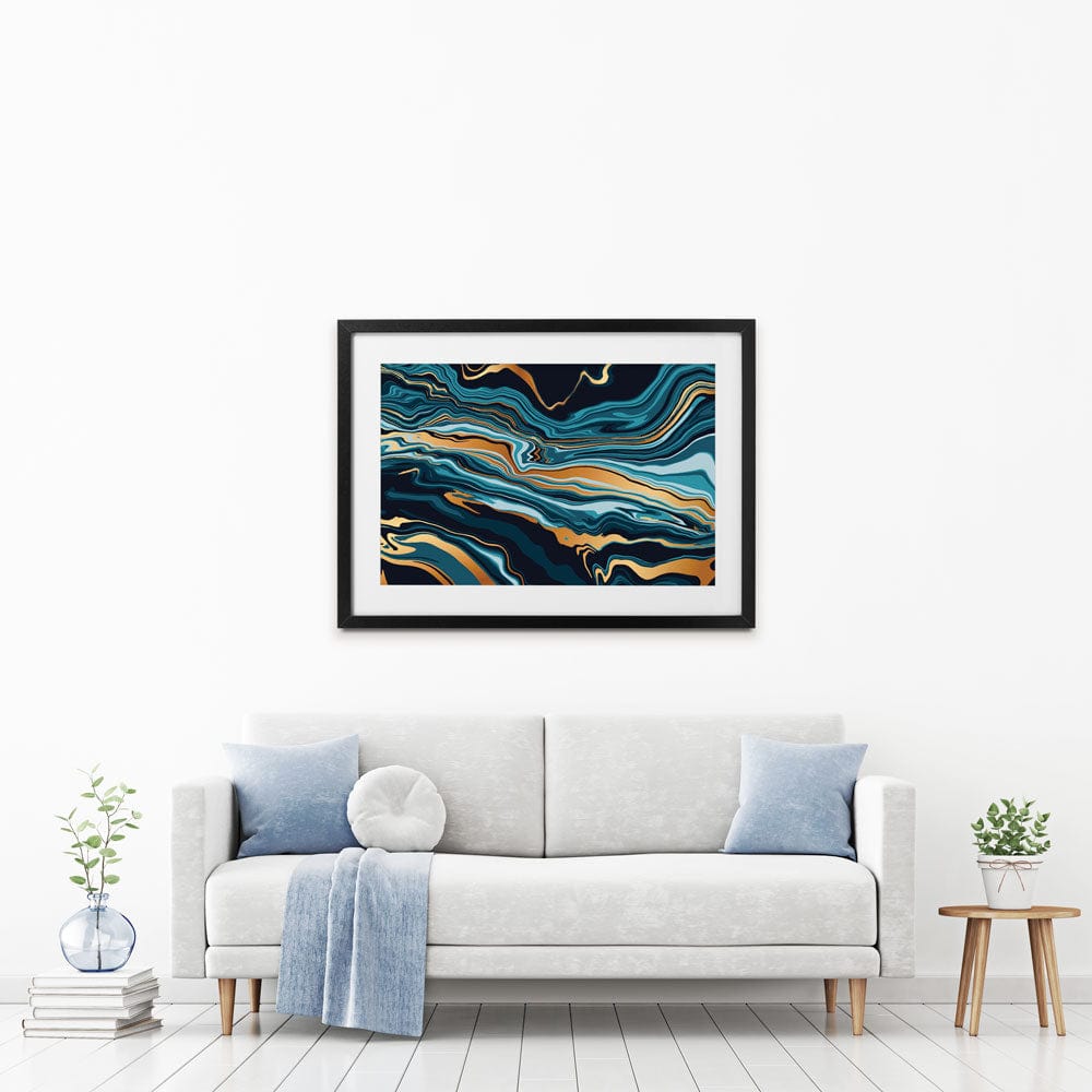 Vibrant Teal Marble Framed Art Print wall art product vectortwins / Shutterstock