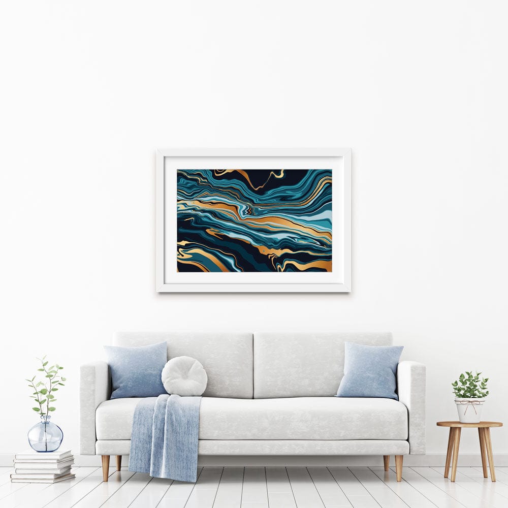 Vibrant Teal Marble Framed Art Print wall art product vectortwins / Shutterstock