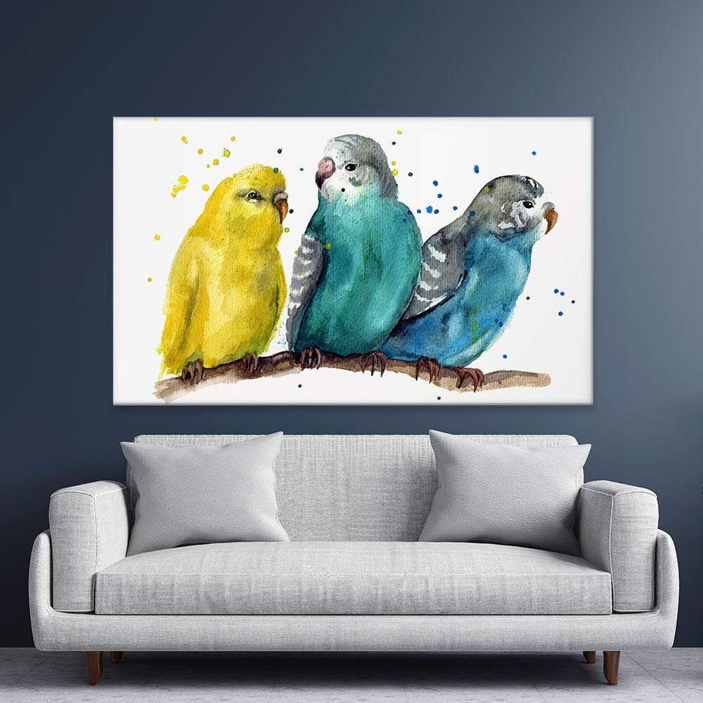 Watercolour Budgies Canvas Print wall art product Tatyana Komtsyan / Shutterstock